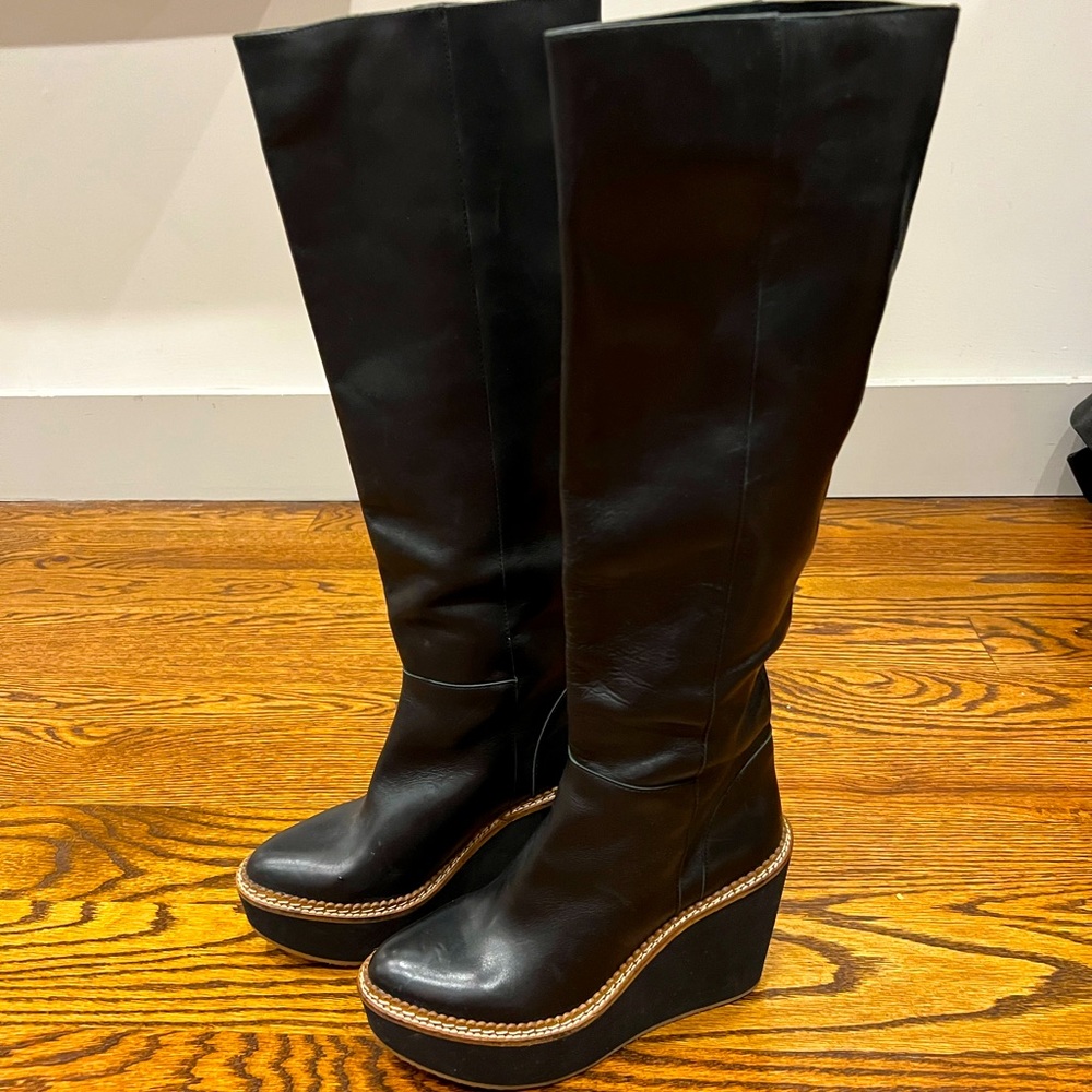 Topshop Wedge Platform Knee High Boots